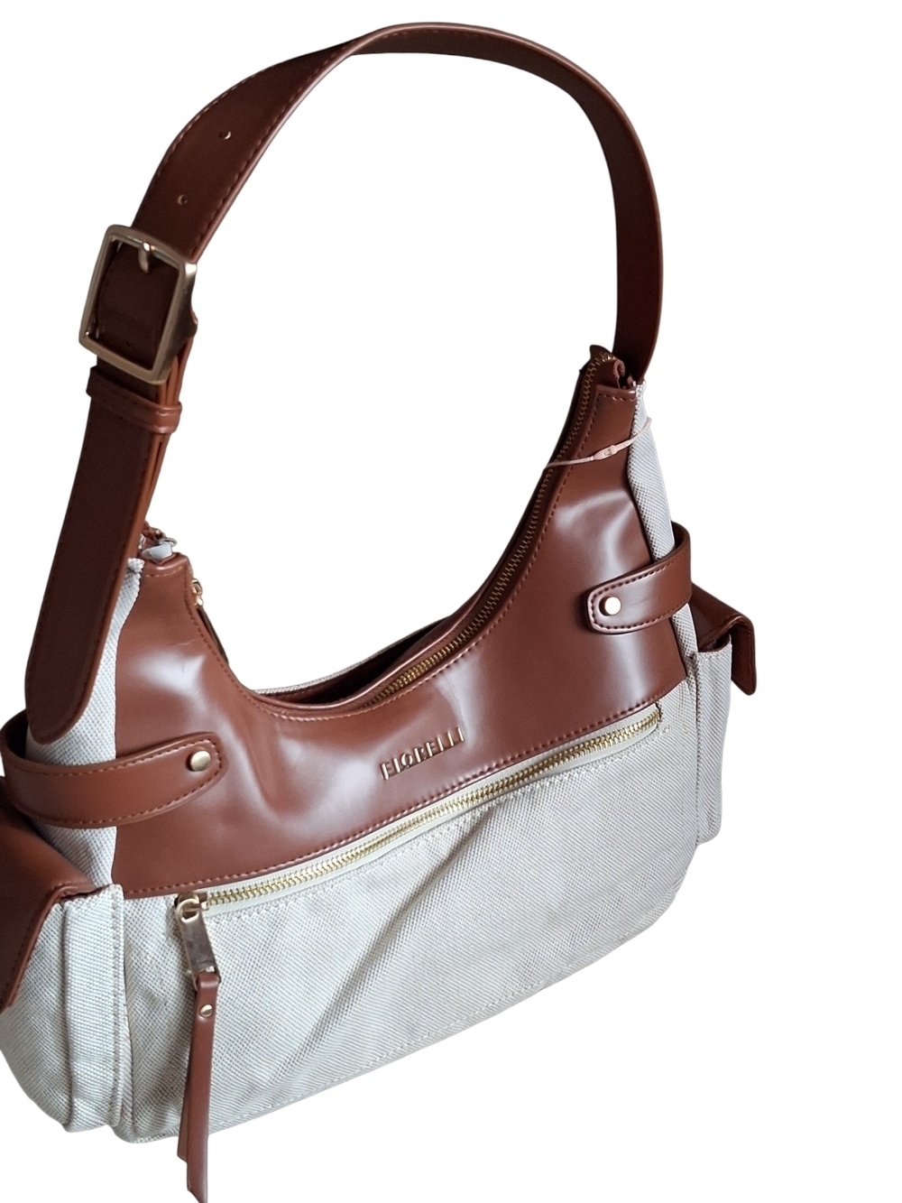 NWT Fiorelli Izzie Shoulder Bag – Natural/Brown Multi-Pocket Hobo Handbag